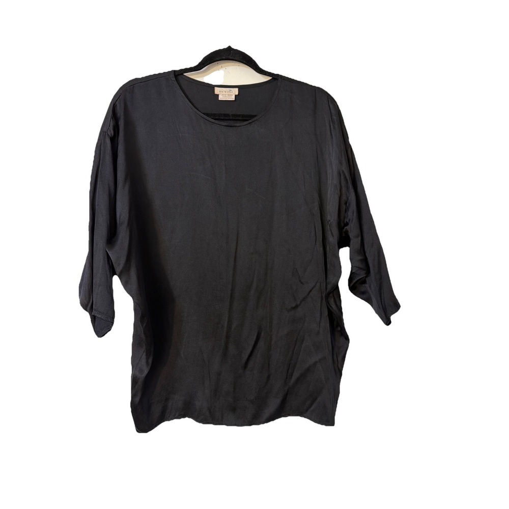 Krishna 100%‎ Silk Black Blouse   3/4 Sleeve Preppy Quite Luxury See Pics